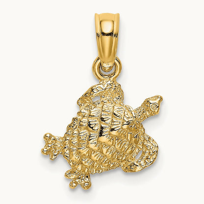 Textured Sea Turtle Charm — 14K Yellow Gold