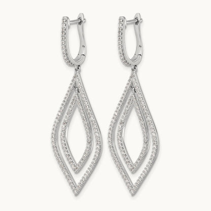Diamond Teardrop Hinged Dangle Earrings, 14K White Gold