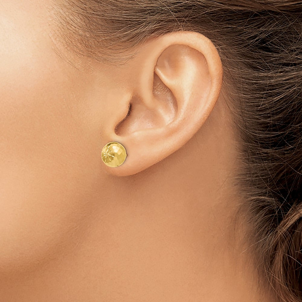 Diamond-cut Mirror Ball Post Earrings — 9mm