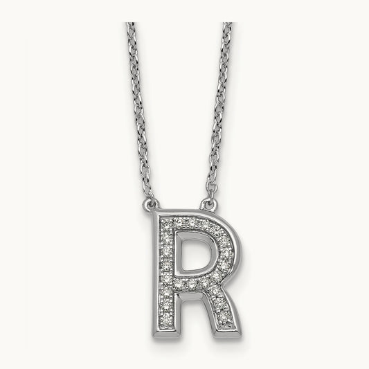 Initial R Necklace, 0.20 ct tw Lab-Grown Diamond