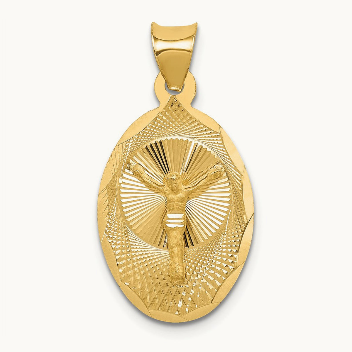 Polished Diamond-cut Corpus Oval Pendant — 25.5mm