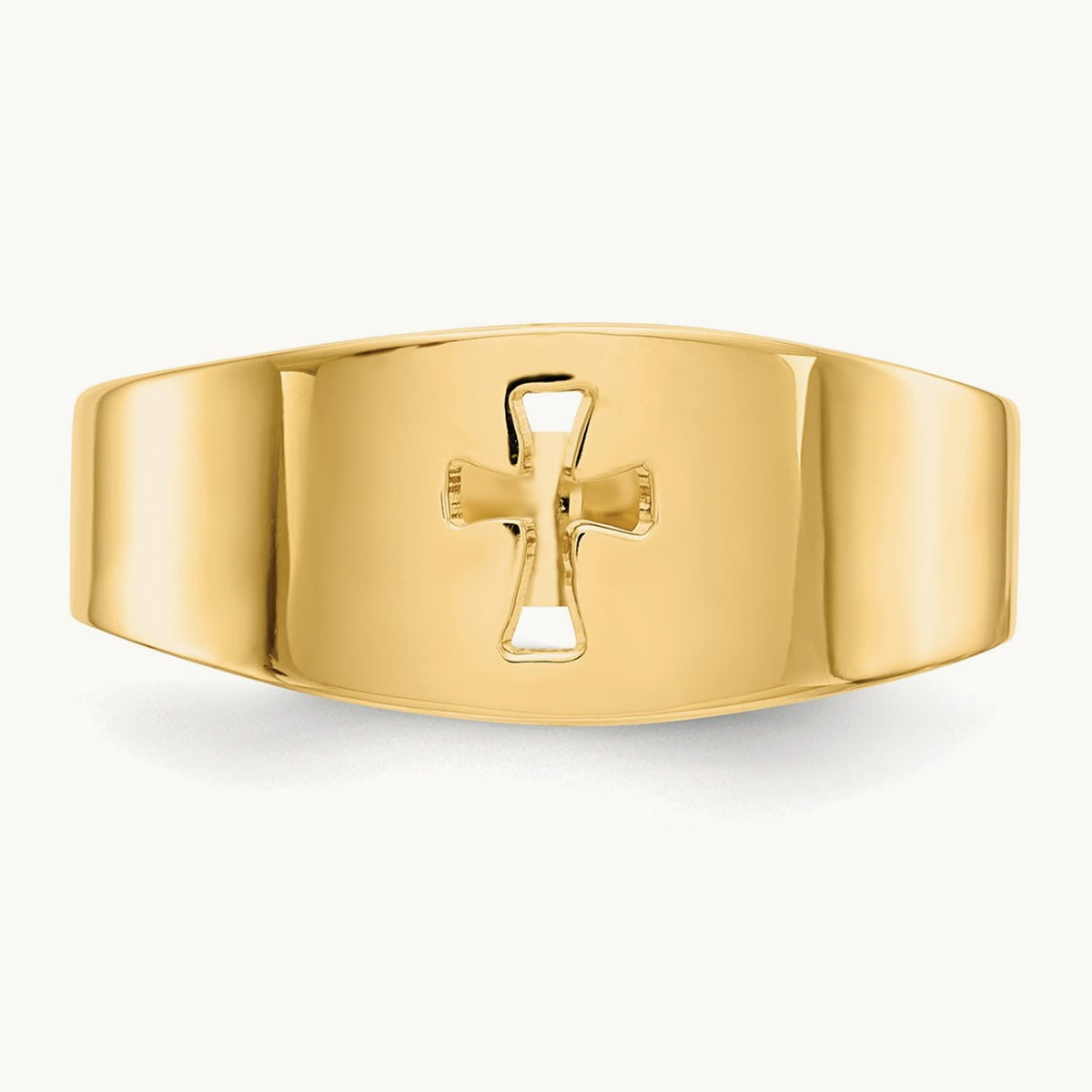 Polished Cut-out Cross Ring, 14K