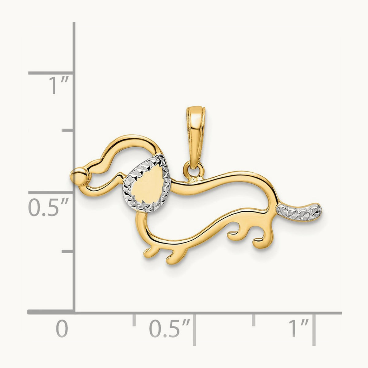Diamond-cut Dachshund Pendant, 14K with White Rhodium
