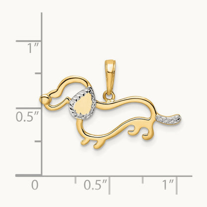 Diamond-cut Dachshund Pendant, 14K with White Rhodium