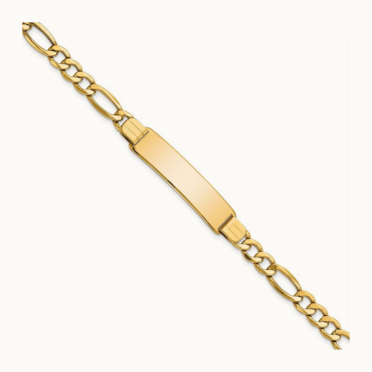Polished Semi-Solid Figaro ID Bracelet, 14K