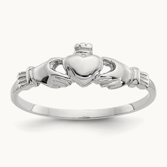 Child's Claddagh Ring — 14K White Gold