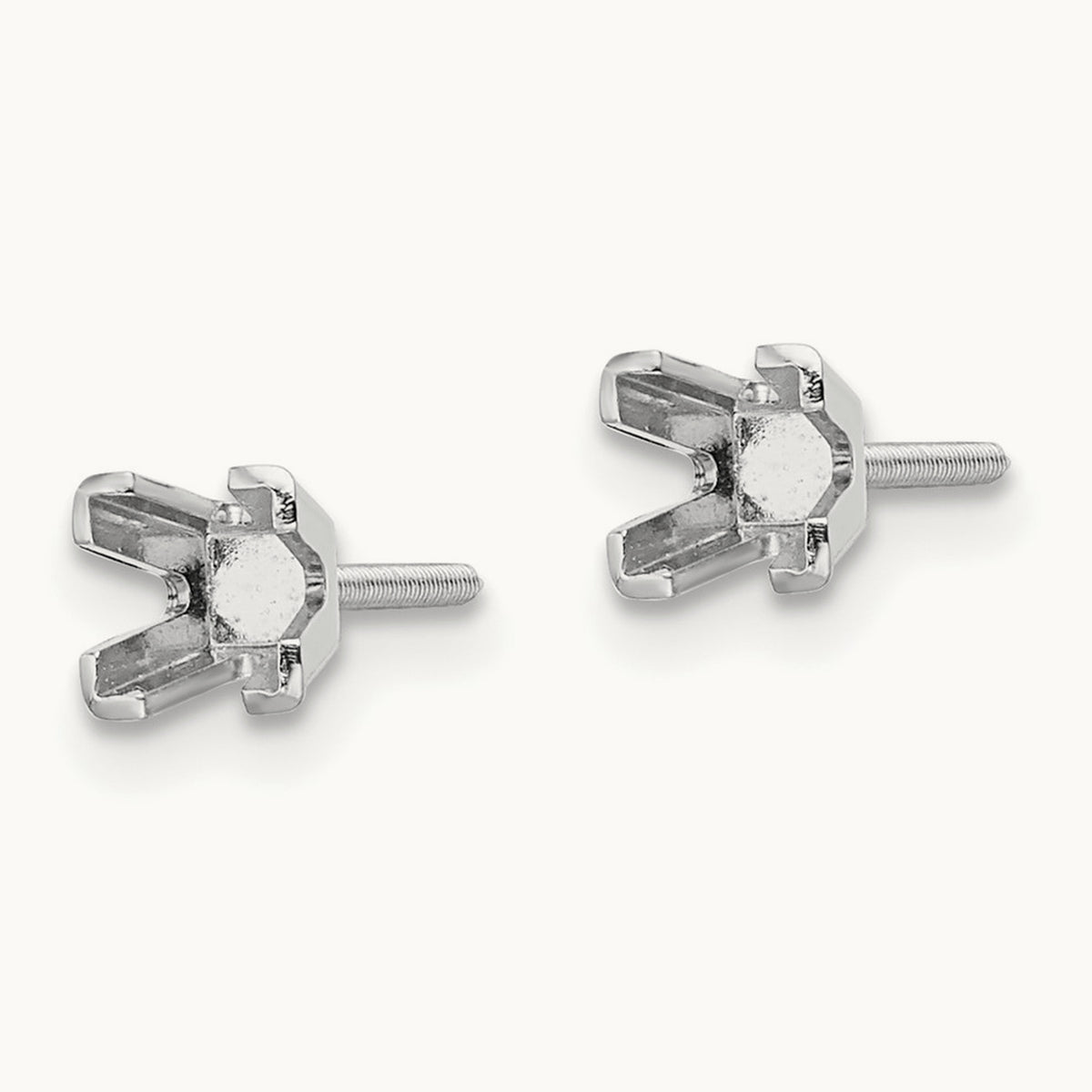 Princess Cut Stud Earring Mountings, 3.5mm, 14K White Gold