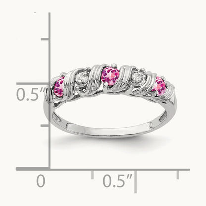 Pink Sapphire AA Diamond ring, 2.75mm, 14K White Gold