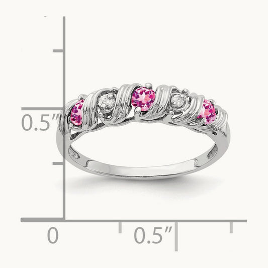 Pink Sapphire AA Diamond ring, 2.75mm, 14K White Gold