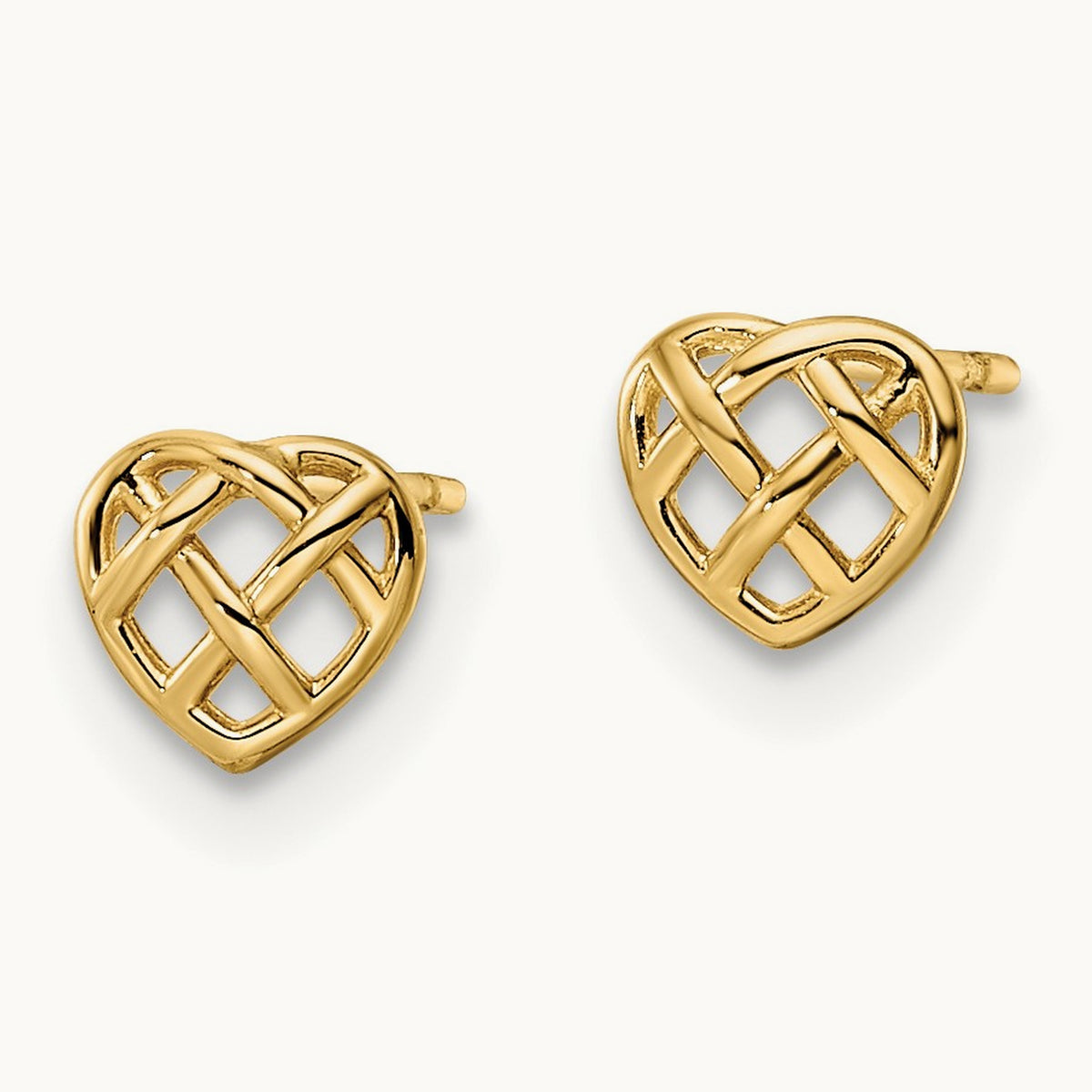 Heart Post Earrings, 14K