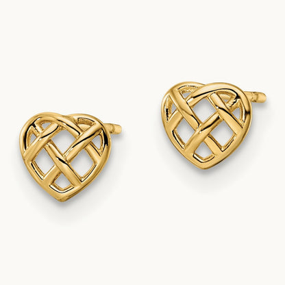 Heart Post Earrings, 14K