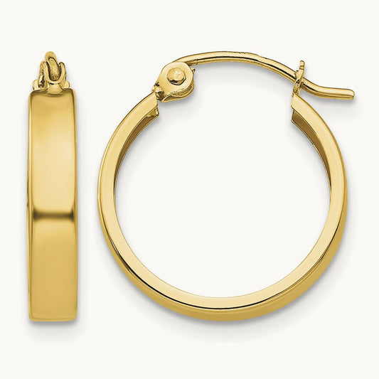 Polished Hoop Earrings — 14K Yellow Gold, 3mm