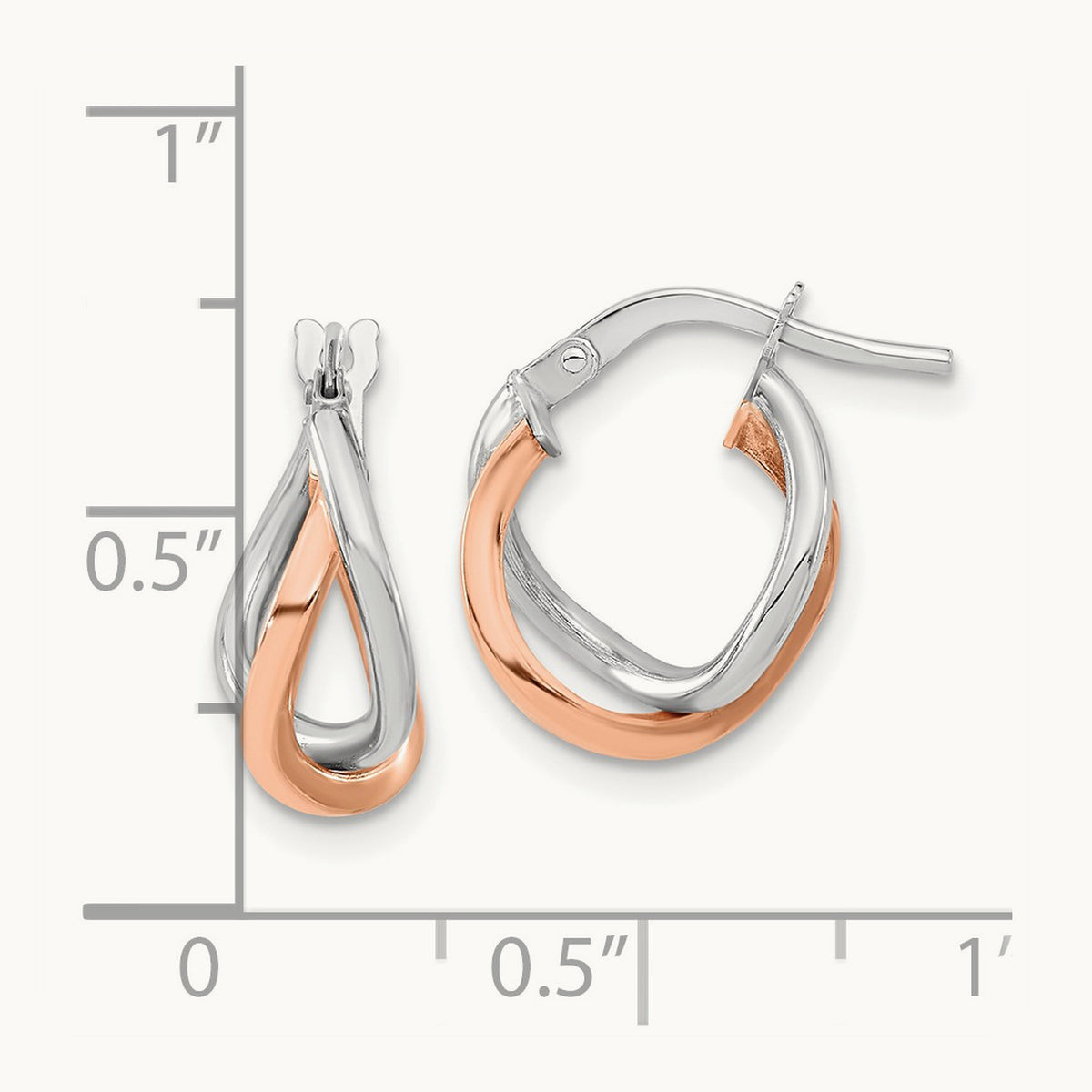 Fancy Hoops, 14K White with Rose Gold