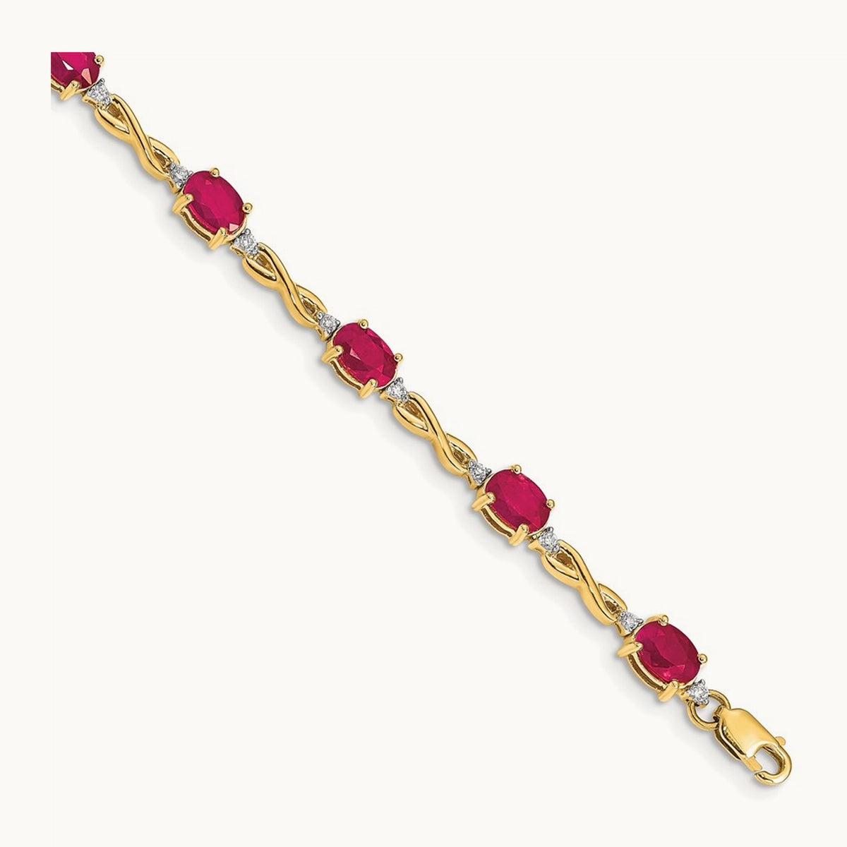 Diamond and Ruby Bracelet — 14K Yellow Gold