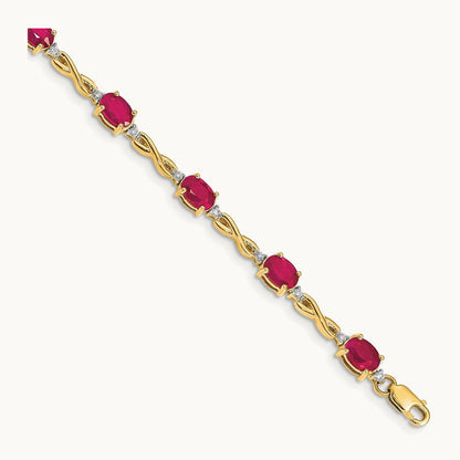 Diamond and Ruby Bracelet — 14K Yellow Gold