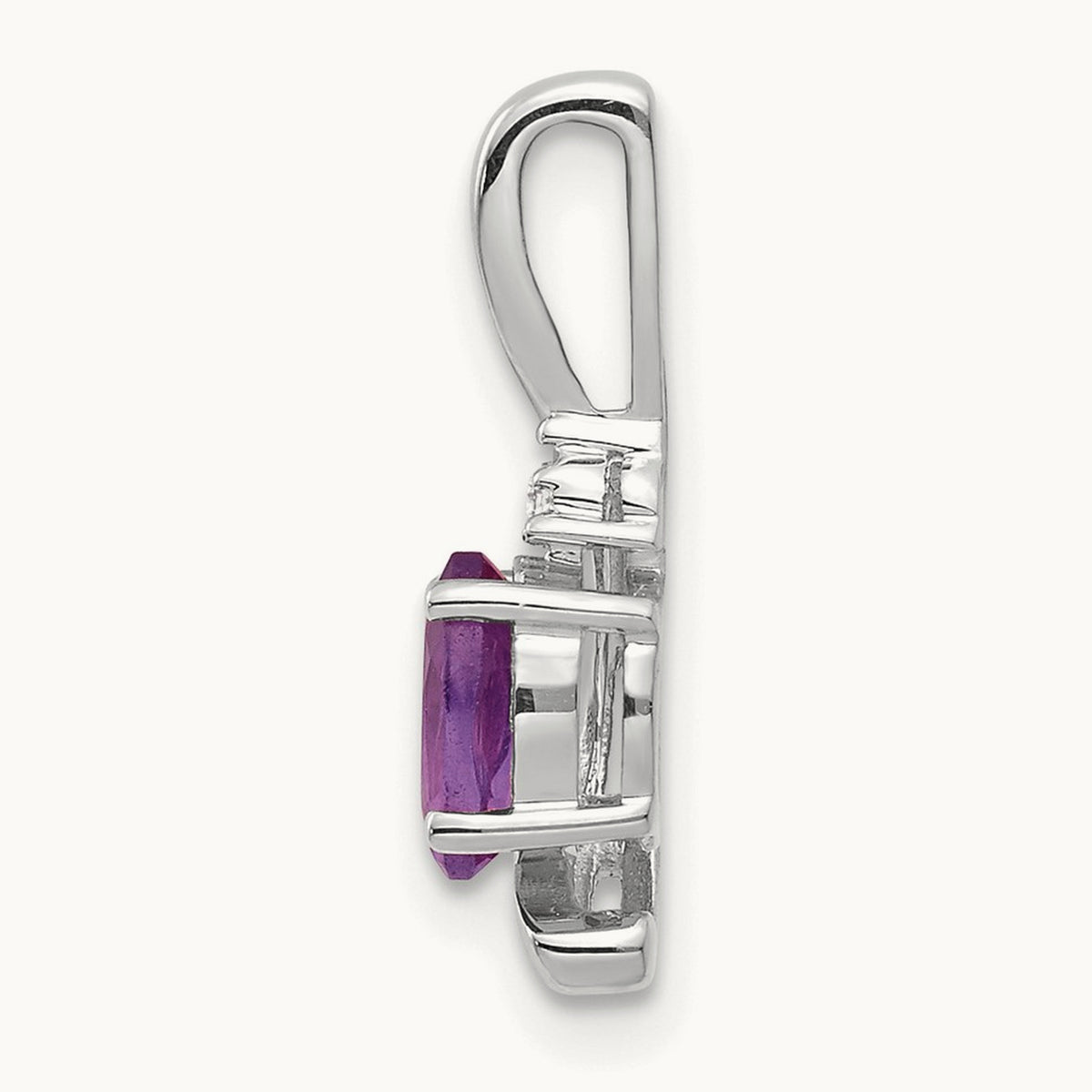 Amethyst and Diamond Pendant — 14K White Gold