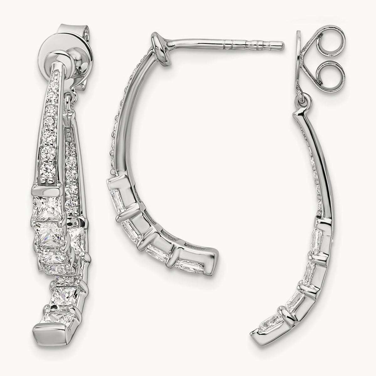 Front /Back Dangle Post Earrings, 2.50 ct tw Lab-Grown Diamond