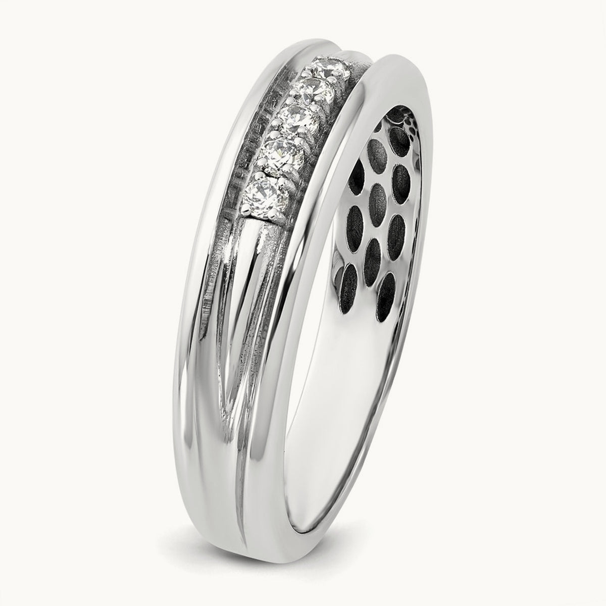 Setting: IB Goodman Men's Polished 5-Stone Diamond Ring Mounting, 14K Gold — 14K White Gold
