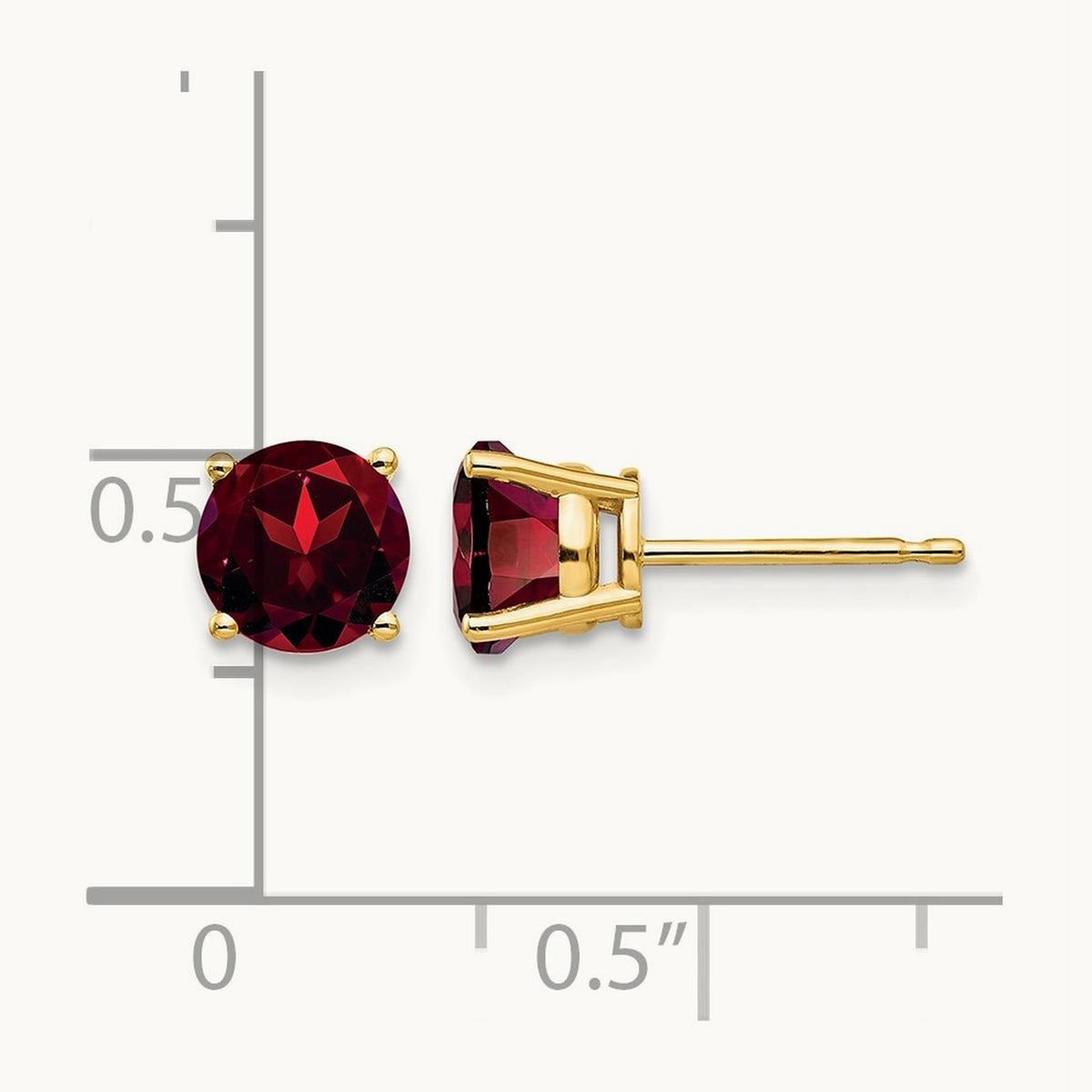 Garnet Post Earrings, 6mm, 14K