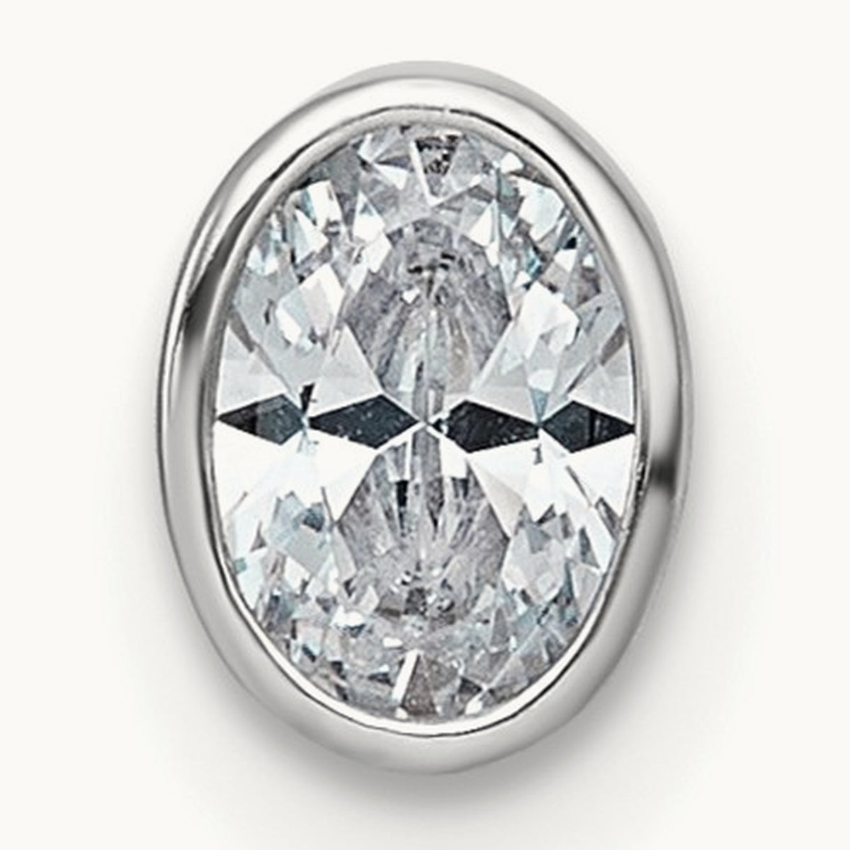 Oval Bezel Set Chain Slide Pendant, 0.25-3.00 ct tw Lab-Grown Diamond — 3/8 ct, VS (Best), 14K White Gold