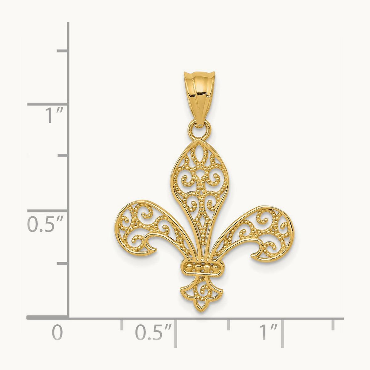 Filigree Fleur de Lis Pendant, 14K
