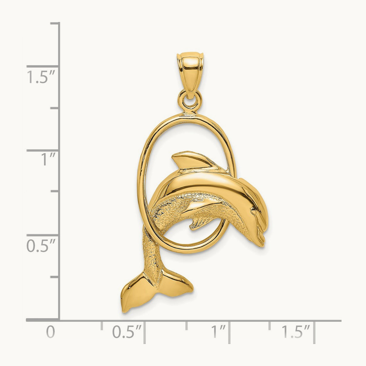 Dolphin Jumping Through Hoop Charm, 14K