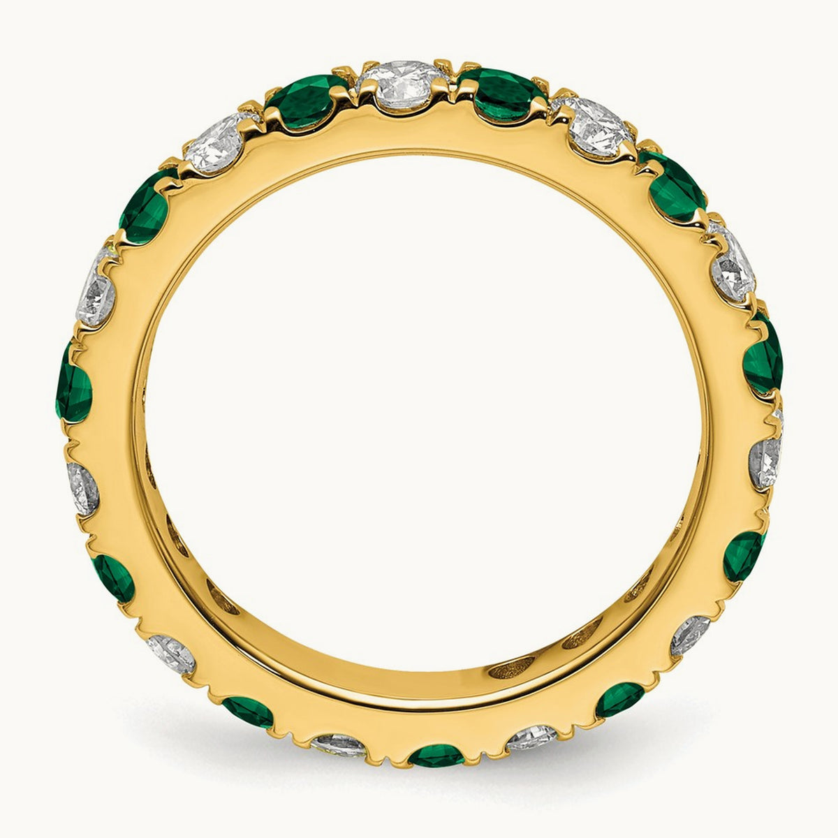 Created Emerald Eternity Band — 14K Yellow Gold, 3.25 mm