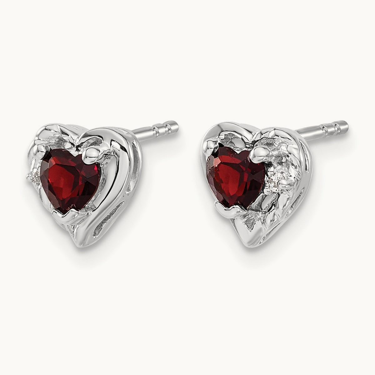Garnet and Diamond Heart Earrings — photo set