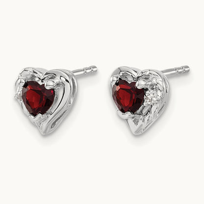 Garnet and Diamond Heart Earrings — photo set