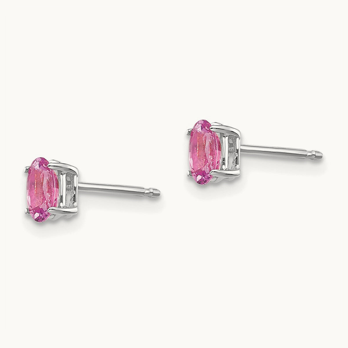 Pink Sapphire Earrings, 14K White Gold