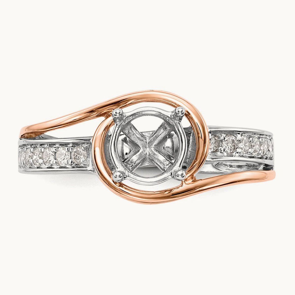 Semi-Mount Peg Set Engagement Ring, 0.15 ct tw Lab-Grown Diamond