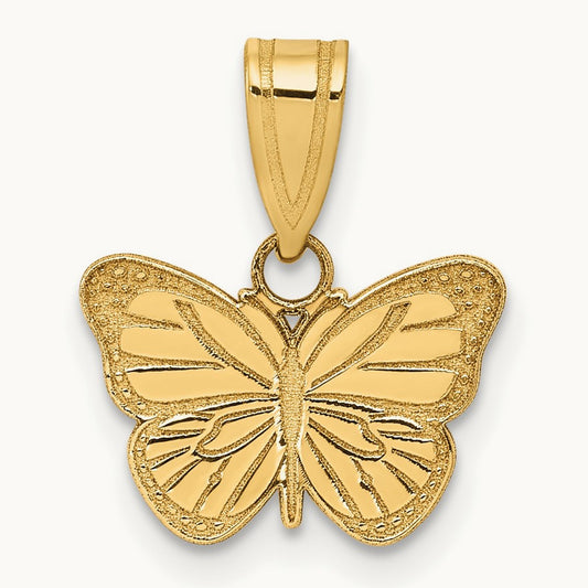 Laser Cut Butterfly Charm, 14K
