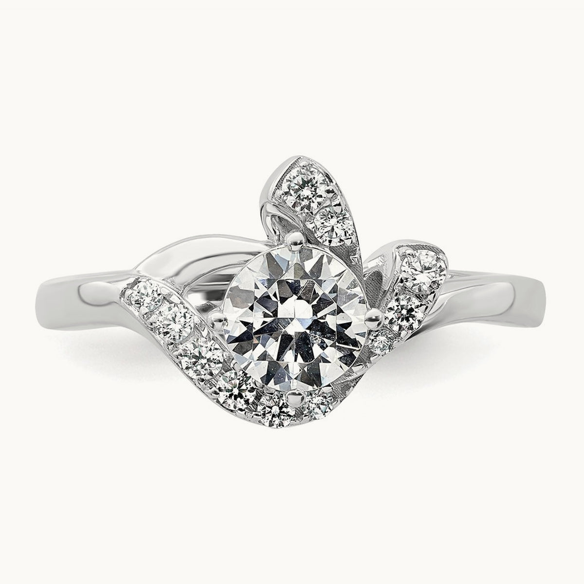 Round Engagement Ring, 0.75 ct tw Lab-Grown Diamond — 14K White Gold