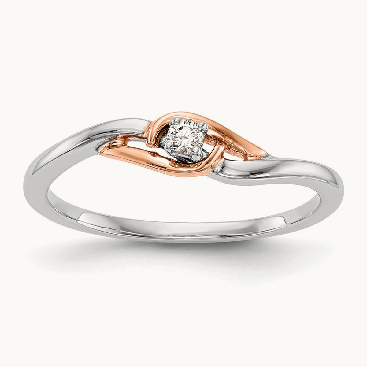 First Promise Comp. Diamond Promise/Eng Ring, 14K White Gold with Rose Gold