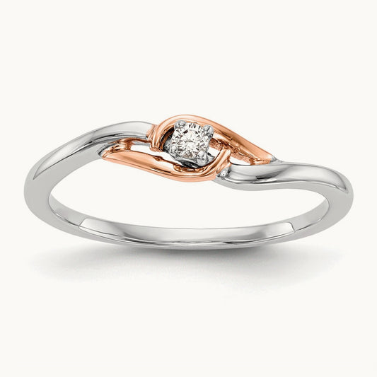 First Promise Comp. Diamond Promise/Eng Ring, 14K White Gold with Rose Gold