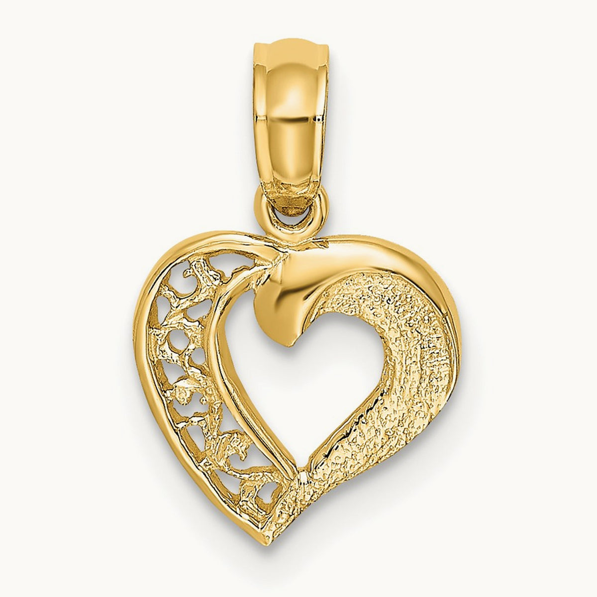 Open Mini Heart Charm, 14K