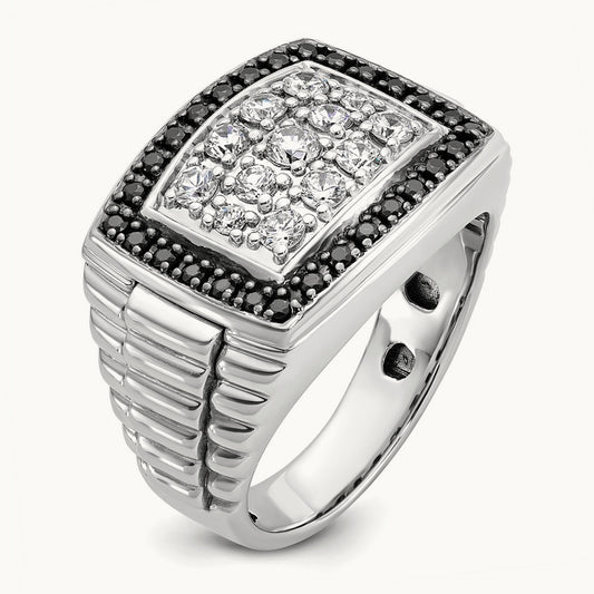 Black Cluster Ring, 1.00 ct tw Lab-Grown Diamond