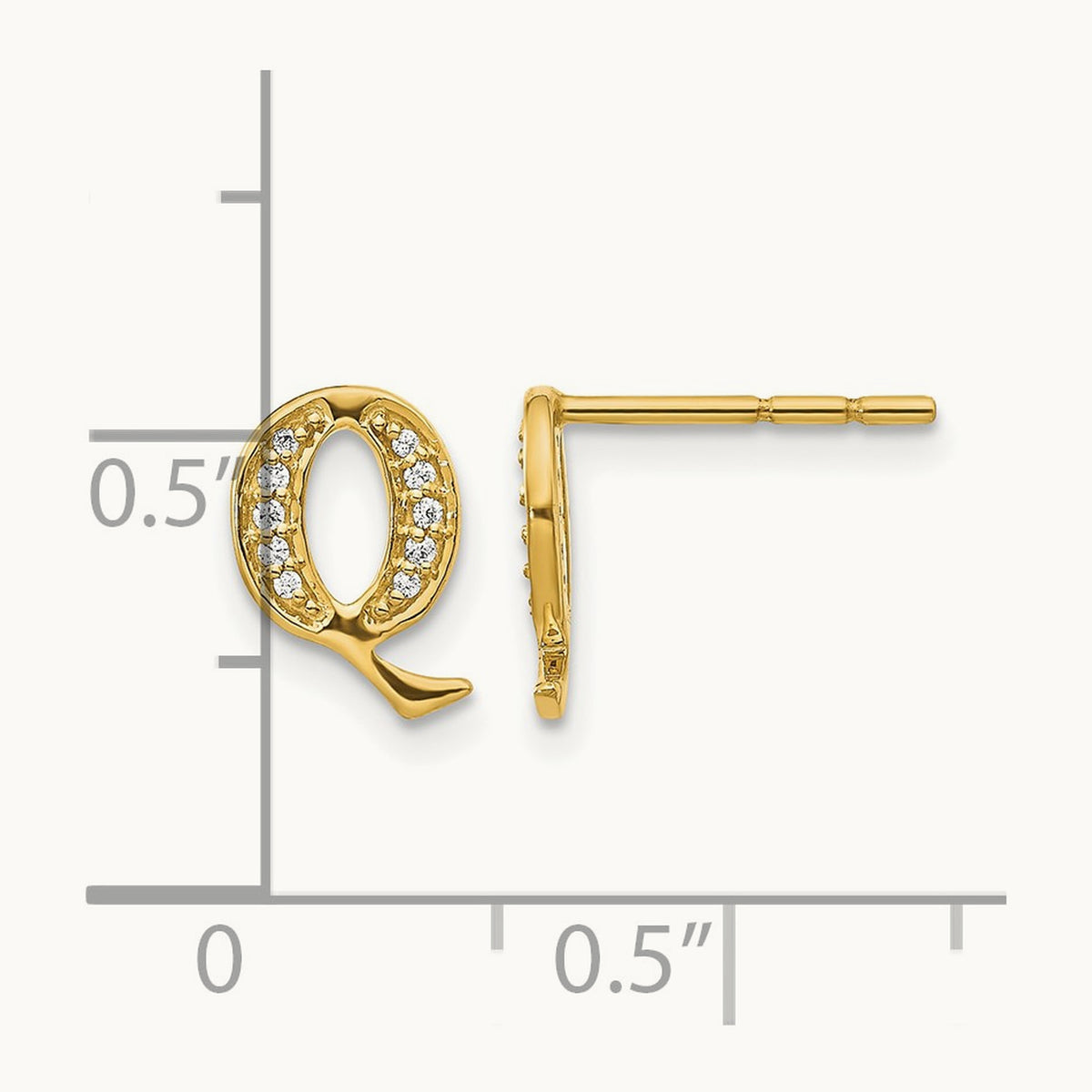 Diamond Earrings — 14K Yellow Gold, 10mm, Q