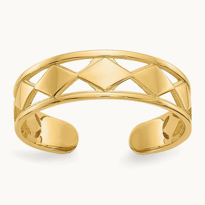 Diamond Shapes Toe Ring, 14K