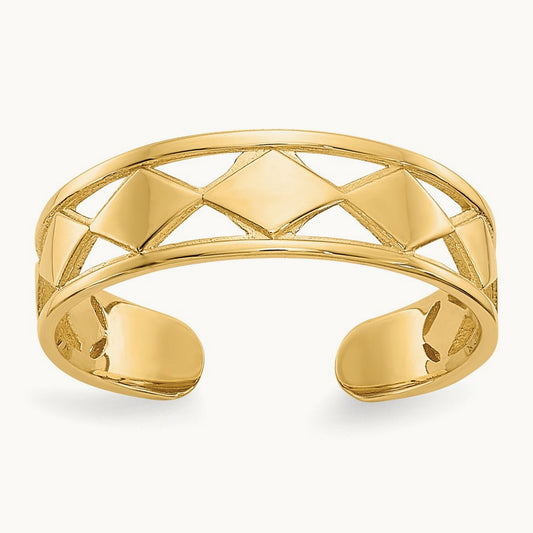 Diamond Shapes Toe Ring, 14K
