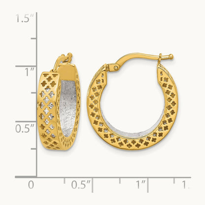 Polished and Diamond-cut Hoop Earrings, 14K Two-tone — Leslie's
