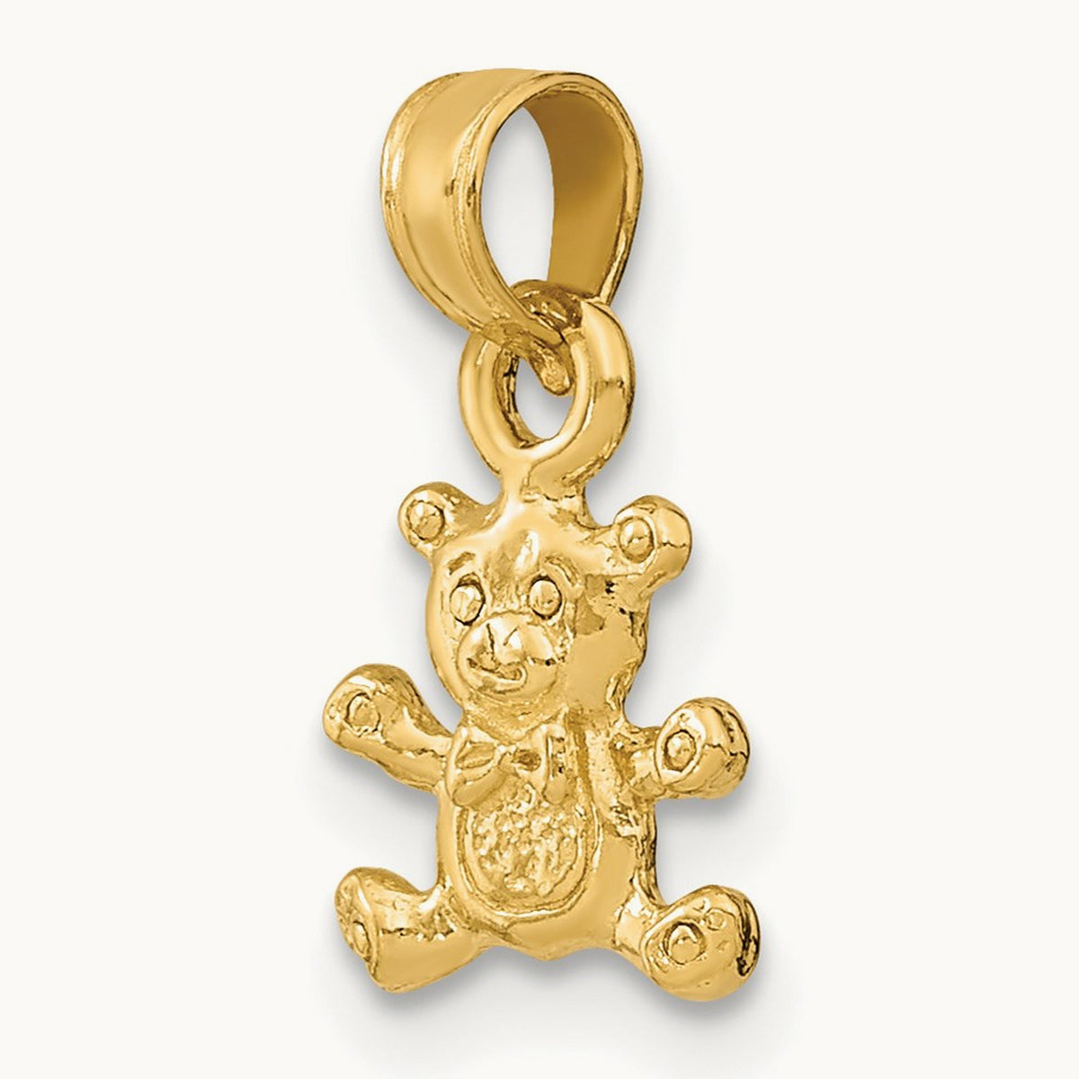 3-D Mini Teddy Bear Charm, 14K