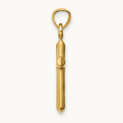 Hollow Diamond-cut Cross Pendant, 14K