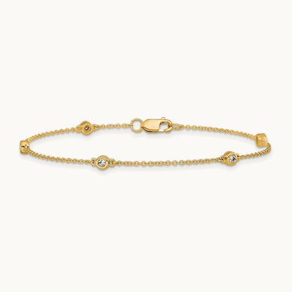 Diamond Station Cable Bracelet — 14K Yellow Gold