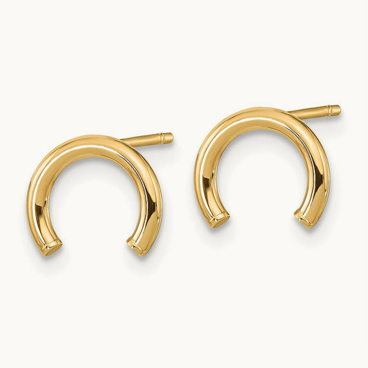 Polished U Shape Tube Post Earrings, 14K