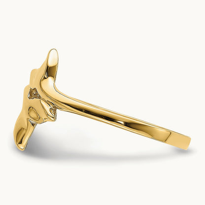 Polished Double Whale Tail Ring, 14K Gold