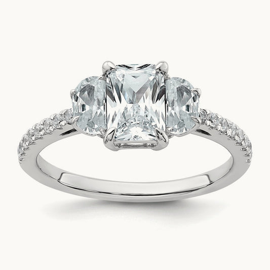 Radiant 3 Stone Engagement Ring, 1.50 ct tw Lab-Grown Diamond — 14K White Gold