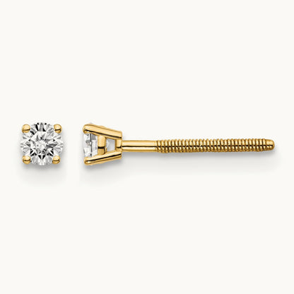 .15ct. VS2/SI1 G-I Diamond Stud Thread on/off Post Earrings, 14K Yellow Gold