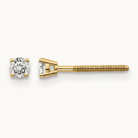 .15ct. VS2/SI1 G-I Diamond Stud Thread on/off Post Earrings, 14K Yellow Gold