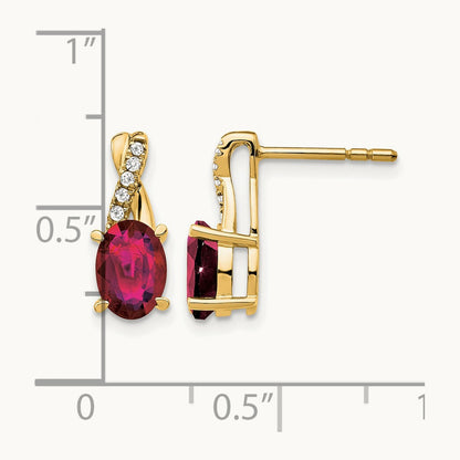 Created Ruby and Lab-Grown Diamond Earrings — 14K Yellow Gold